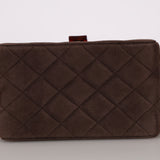 Rare Chanel Tortoise Vanity Bag Brown Suede 1996