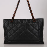 Chanel 2000 CC Quilted Caviar Tortoise Chain Tote