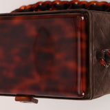 Rare Chanel Tortoise Vanity Bag Brown Suede 1996