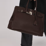 Hermès 2008 Chocolat Togo Birkin 35 Retourne PHW