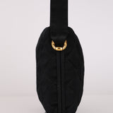 Chanel Kisslock Minaudiere Top Handle Black Satin 1995 24K GP