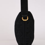 Chanel Kisslock Minaudiere Top Handle Black Satin 1995 24K GP