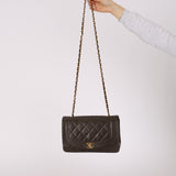 Ultra-Rare Chanel 1996 Deep Olive Lambskin Medium Diana Bag 24K GP