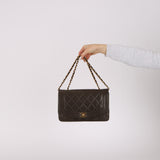 Ultra-Rare Chanel 1996 Deep Olive Lambskin Medium Diana Bag 24K GP