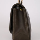 Ultra-Rare Chanel 1996 Deep Olive Lambskin Medium Diana Bag 24K GP