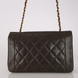 Ultra-Rare Chanel 1996 Deep Olive Lambskin Medium Diana Bag 24K GP