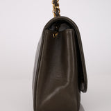 Ultra-Rare Chanel 1996 Deep Olive Lambskin Medium Diana Bag 24K GP