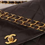 Ultra-Rare Chanel 1996 Deep Olive Lambskin Medium Diana Bag 24K GP
