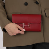 Hermès 2017 Rouge Grenat Epsom Enamel Constance Long Wallet GHW