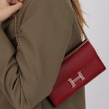 Hermès 2017 Rouge Grenat Epsom Enamel Constance Long Wallet GHW