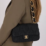 Chanel 2022 Black Denim CC Quilted Funky Town Flap BGHW