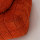Chanel 2001 Orange Suede Chocolate Bar Single Flap Bag Permabrass