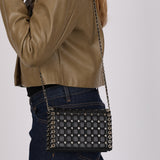 Rare Chanel 2016 Lambskin Chocolate Bar Piercing CC Studded Mini Full Flap