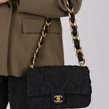 Chanel 2022 Black Denim CC Quilted Funky Town Flap BGHW