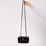 Chanel 2021 Quilted Lambskin & Crochet Small Vanity Case With Chain
