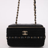 Chanel 2021 Quilted Lambskin & Crochet Small Vanity Case With Chain