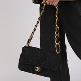 Chanel 2022 Black Denim CC Quilted Funky Town Flap BGHW
