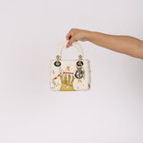 Rare Christian Dior x Spencer Sweeney 2015 Blanc Leather Diorodeo Embroidered Mini Lady Bag