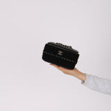 Chanel 2021 Quilted Lambskin & Crochet Small Vanity Case With Chain