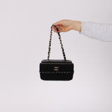 Chanel 2021 Quilted Lambskin & Crochet Small Vanity Case With Chain