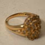 18K Yellow Gold & Diamond Hydrangea Cluster Ring, Size US 6