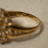 18K Yellow Gold & Diamond Hydrangea Cluster Ring, Size US 6