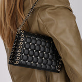 Rare Chanel 2016 Lambskin Chocolate Bar Piercing CC Studded Mini Full Flap