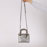 Limited Edition Dior 2017 Dipped Silver Lizard Embellished Mini Lady Dior