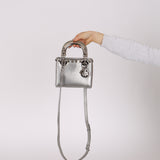 Limited Edition Dior 2017 Dipped Silver Lizard Embellished Mini Lady Dior