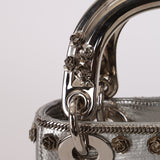 Limited Edition Dior 2017 Dipped Silver Lizard Embellished Mini Lady Dior