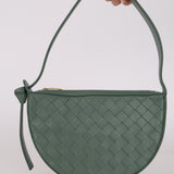 Bottega Veneta Aloe Lambskin Intrecciato Mini Sunrise Shoulder Bag