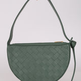 Bottega Veneta Aloe Lambskin Intrecciato Mini Sunrise Shoulder Bag