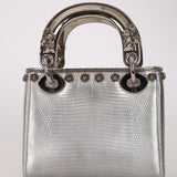 Limited Edition Dior 2017 Dipped Silver Lizard Embellished Mini Lady Dior