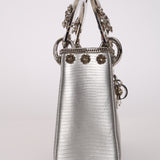Limited Edition Dior 2017 Dipped Silver Lizard Embellished Mini Lady Dior