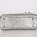 Limited Edition Dior 2017 Dipped Silver Lizard Embellished Mini Lady Dior
