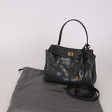 Balenciaga 2025 Gris Croc Embossed Leather Small Rodeo