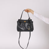 Balenciaga 2025 Gris Croc Embossed Leather Small Rodeo
