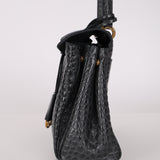 Balenciaga 2025 Gris Croc Embossed Leather Small Rodeo