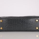 Balenciaga 2025 Gris Croc Embossed Leather Small Rodeo