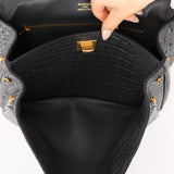 Balenciaga 2025 Gris Croc Embossed Leather Small Rodeo