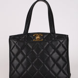 Chanel XL CC Turnlock Tote Black Caviar 1996 24K GP