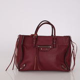 Balenciaga Burgundy Mini Papier A4 Zip Around Tote