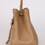 Chanel 2019 Dark Beige Calfskin Egyptian Amulet Small Drawstring Bag