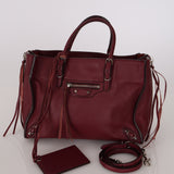 Balenciaga Burgundy Mini Papier A4 Zip Around Tote