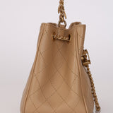 Chanel 2019 Dark Beige Calfskin Egyptian Amulet Small Drawstring Bag