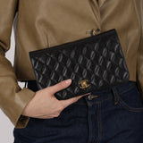 Chanel 2009 Black Lambskin Turnlock Full Flap Bag GHW