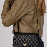 Chanel 2009 Black Lambskin Turnlock Full Flap Bag GHW