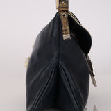 Ultra-Rare Fendi Mother of Pearl Jasmine Flower Embellished Bicolor Double Flap Baguette
