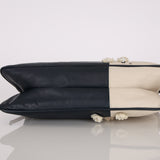 Ultra-Rare Fendi Mother of Pearl Jasmine Flower Embellished Bicolor Double Flap Baguette
