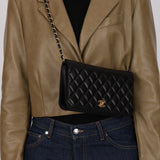 Chanel 2009 Black Lambskin Turnlock Full Flap Bag GHW